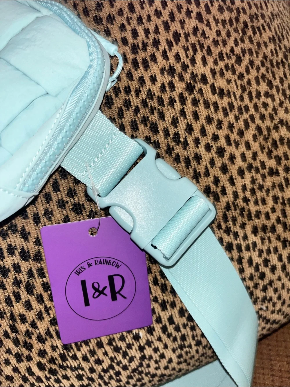 Iris & Rainbow Ice Blue Quilted Crossbody Bag
